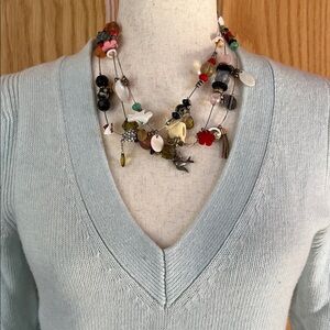 Banana Republic Soft Merino Wool Baby Blue Sweater with Back Buttons Size Small